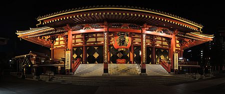 Japan Senso-ji Tempel Panorama bei Nacht [3440x1440 | 21:9]